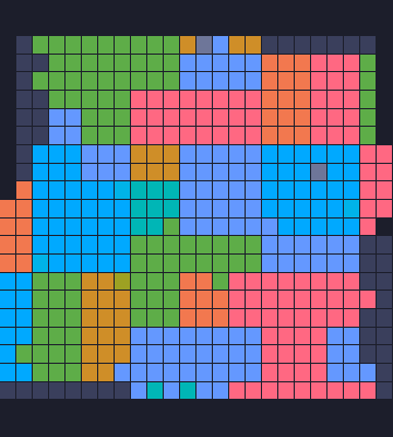 Color Block Jam Level 206: Screenshot des Spielfelds