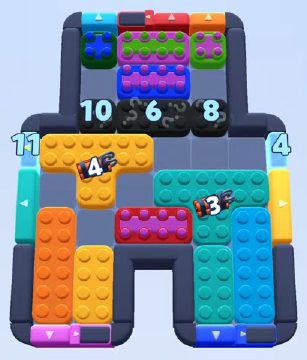 Color Block Jam level 1149: screenshot of the board