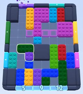 Color Block Jam Level 224: Screenshot des Spielfelds
