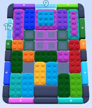 Color Block Jam Level 186: Screenshot des Spielfelds