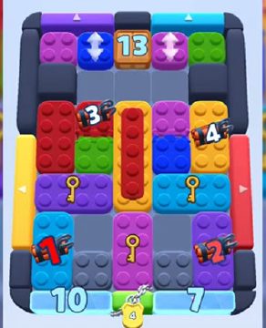 Color Block Jam Level 801: Screenshot des Spielfelds