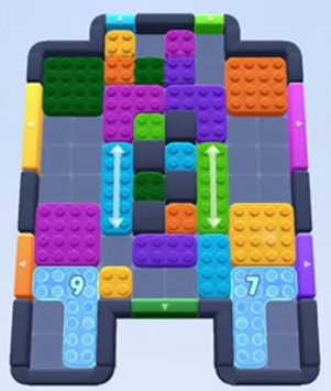 Color Block Jam Level 194 / 582 / 1032 / 1709: Screenshot des Spielfelds