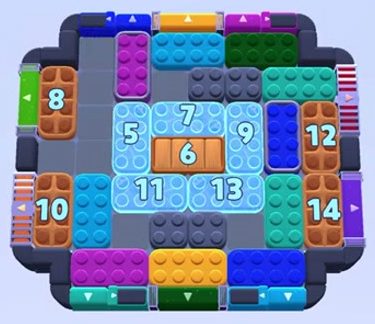 Color Block Jam Level: Screenshot des Spielfelds