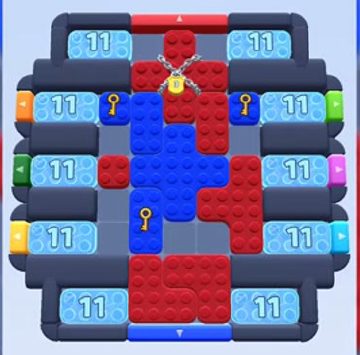 Color Block Jam Level 68: Screenshot des Spielfelds