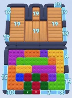 Color Block Jam Level 131: Screenshot des Spielfelds