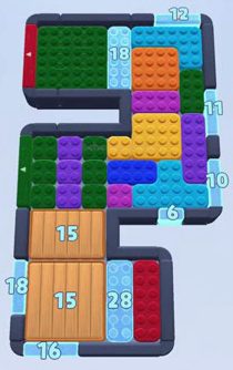Color Block Jam Level 72: Screenshot des Spielfelds