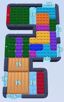 Color Block Jam Level: Screenshot des Spielfelds