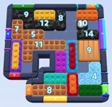 Color Block Jam Level: Screenshot des Spielfelds