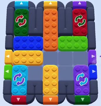 Color Block Jam level 1252: screenshot of the board