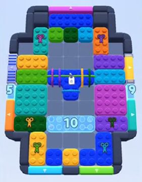 Color Block Jam Level 287: Screenshot des Spielfelds