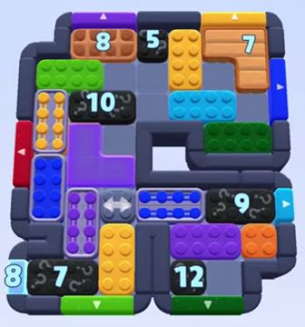 Color Block Jam Level 1449: Screenshot des Spielfelds
