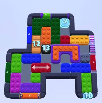 Color Block Jam Level 1573: Screenshot des Spielfelds