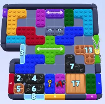 Color Block Jam level 1427 / 1443 / 2336: screenshot of the board