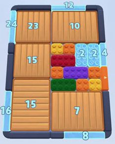 Color Block Jam Level 59: Screenshot des Spielfelds