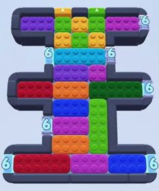 Color Block Jam level 187: screenshot of the board