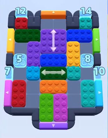 Color Block Jam level 724: screenshot of the board