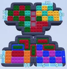 Color Block Jam Level 209: Screenshot des Spielfelds