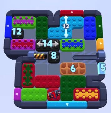 Color Block Jam Level 1531: Screenshot des Spielfelds
