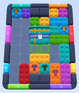 Color Block Jam Level 202: Screenshot des Spielfelds