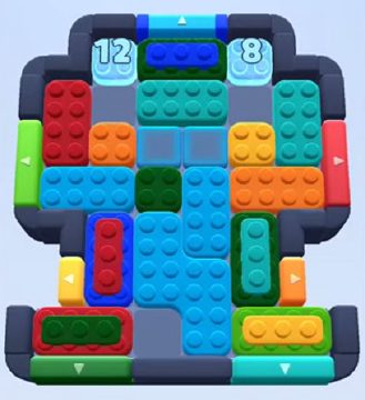 Color Block Jam Level 550: Screenshot des Spielfelds