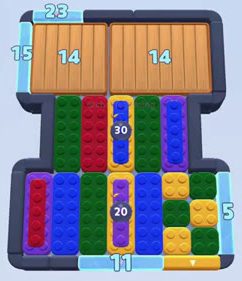 Color Block Jam Level 130: Screenshot des Spielfelds