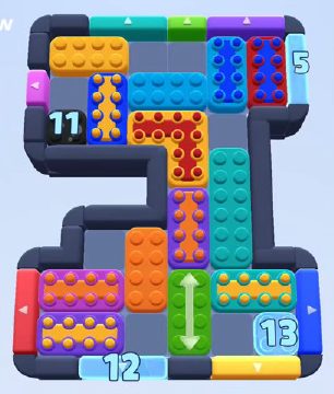 Color Block Jam Level 1084: Screenshot des Spielfelds