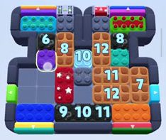 Color Block Jam level 1143: screenshot of the board