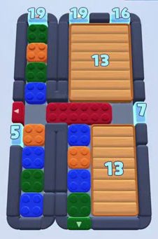 Color Block Jam Level 33: Screenshot des Spielfelds