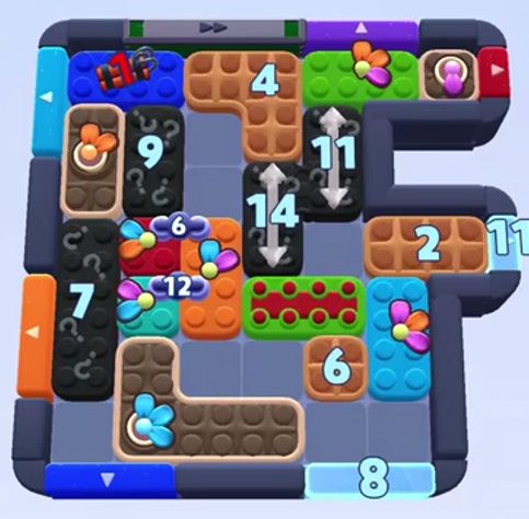 Color Block Jam Level 1222: Screenshot des Spielfelds