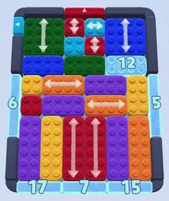 Color Block Jam Level 60: Screenshot des Spielfelds