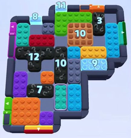 Color Block Jam Level 1221 / 1219 / 2126: Screenshot des Spielfelds