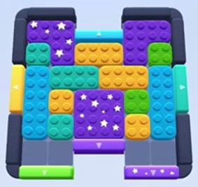 Color Block Jam Level 38: Screenshot des Spielfelds