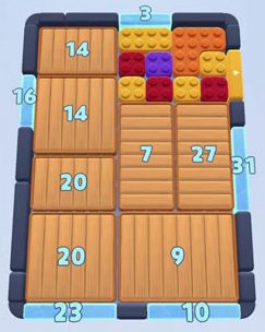 Color Block Jam Level 199: Screenshot des Spielfelds