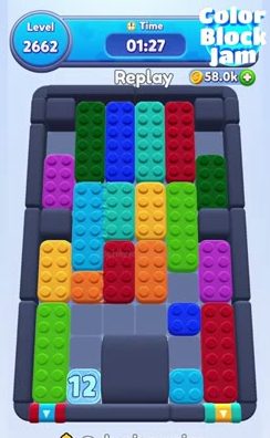 Color Block Jam level: screenshot of the board