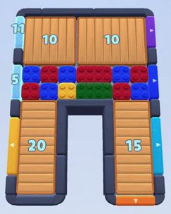 Color Block Jam Level 43: Screenshot des Spielfelds