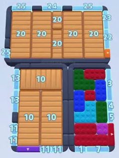 Color Block Jam Level 79: Screenshot des Spielfelds
