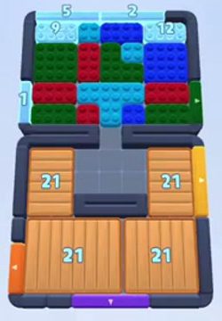 Color Block Jam Level 49: Screenshot des Spielfelds