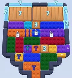 Color Block Jam Level 184: Screenshot des Spielfelds