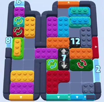 Color Block Jam level 1264: screenshot of the board
