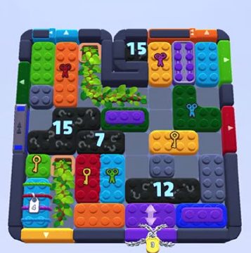 Color Block Jam level 1594: screenshot of the board