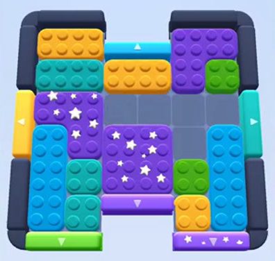 Color Block Jam Level 38: Screenshot des Spielfelds