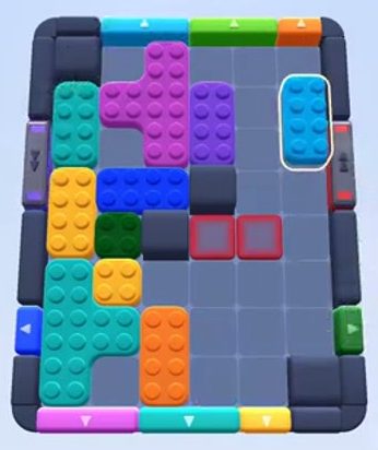 Color Block Jam Level: Screenshot des Spielfelds