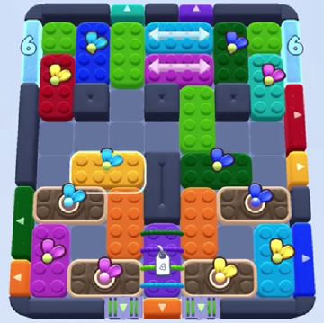Color Block Jam Level 1239: Screenshot des Spielfelds