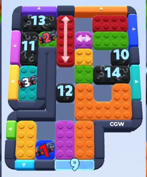 Color Block Jam fase 909: print do tabuleiro