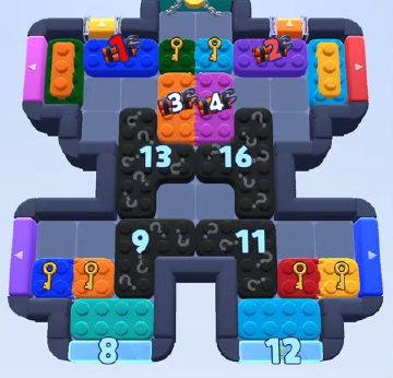 Color Block Jam Level 795: Screenshot des Spielfelds