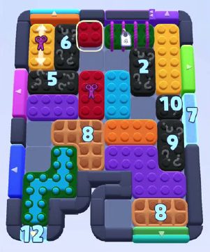Color Block Jam level 1208: screenshot of the board