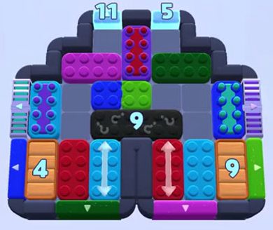 Color Block Jam Level 1065: Screenshot des Spielfelds