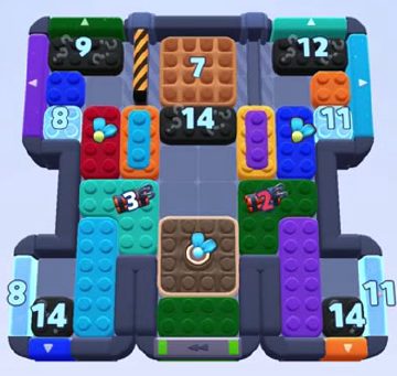 Color Block Jam level 1385: screenshot of the board