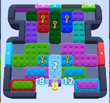 Color Block Jam level 734: screenshot of the board