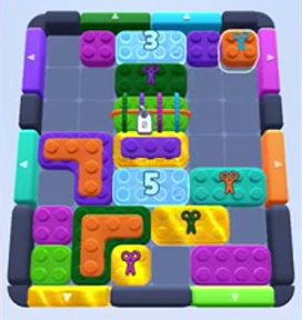 Color Block Jam nivel 102: captura del tablero